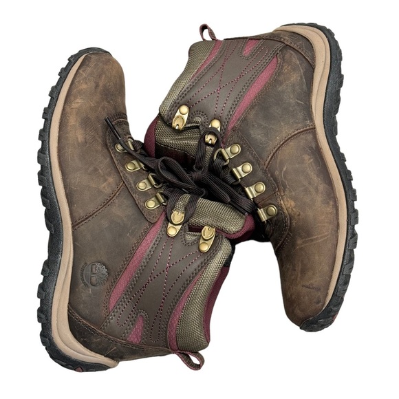 Timberland Women's Norwood Mid Brown Leather Waterproof Hiking Boots Size 6.5 - Picture 2 of 14